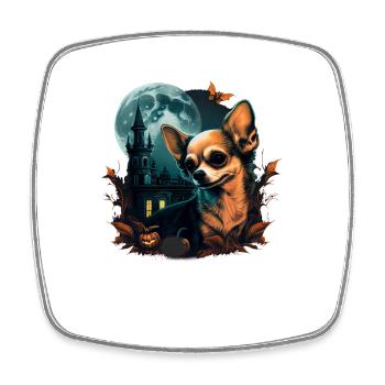 Chihuahua Costume d'Halloween - Citrouille - Magnet carré - blanc - Devant