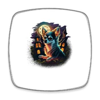 Chihuahua Costume d'Halloween - Citrouille - Magnet carré - blanc - Devant