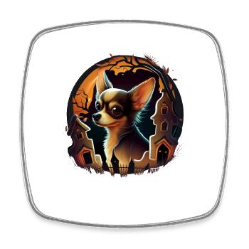 Chihuahua Costume d'Halloween - Citrouille - Magnet carré - blanc - Devant