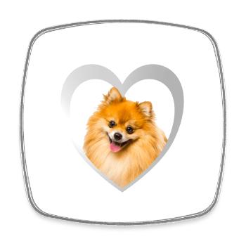 Dog Lovers - Dogs Heart - Miniature Spitz - Square fridge magnet - white - Front