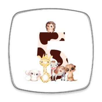 5th Anniversary - Fifth Anniversary Animals - Square fridge magnet - white - Front