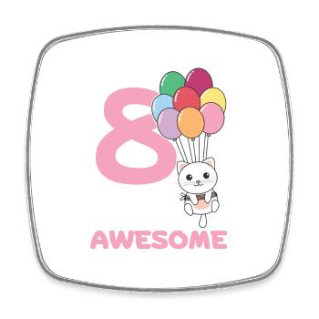 Cat for 8th birthday children eight years old - Square fridge magnet - white - Front