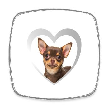 Dog Lovers - Dogs Heart - Chihuahua - Square fridge magnet - white - Front