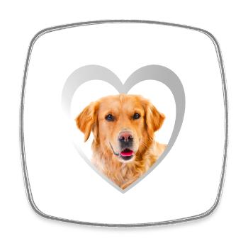 Dog Lovers - Dogs Heart - Golden Retriever - Square fridge magnet - white - Front