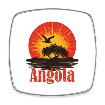 Angola Drapeau angolais Vintage Coucher de soleil Souvenir Fierté - Magnet carré - blanc - Devant