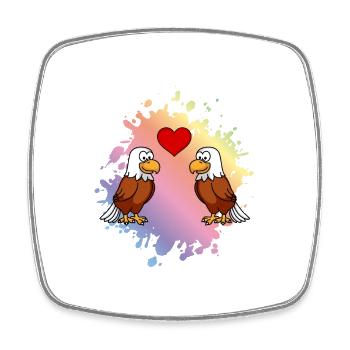 Adler Comic Paar Liebe - Viereckiger Kühlschrankmagnet - Weiß - Vorne