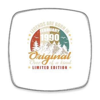 Original Legends Are Born In February 1990 🎉 - Square fridge magnet - white - Front