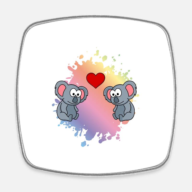 Koala Comic Paar Liebe - Viereckiger Kühlschrankmagnet - Weiß