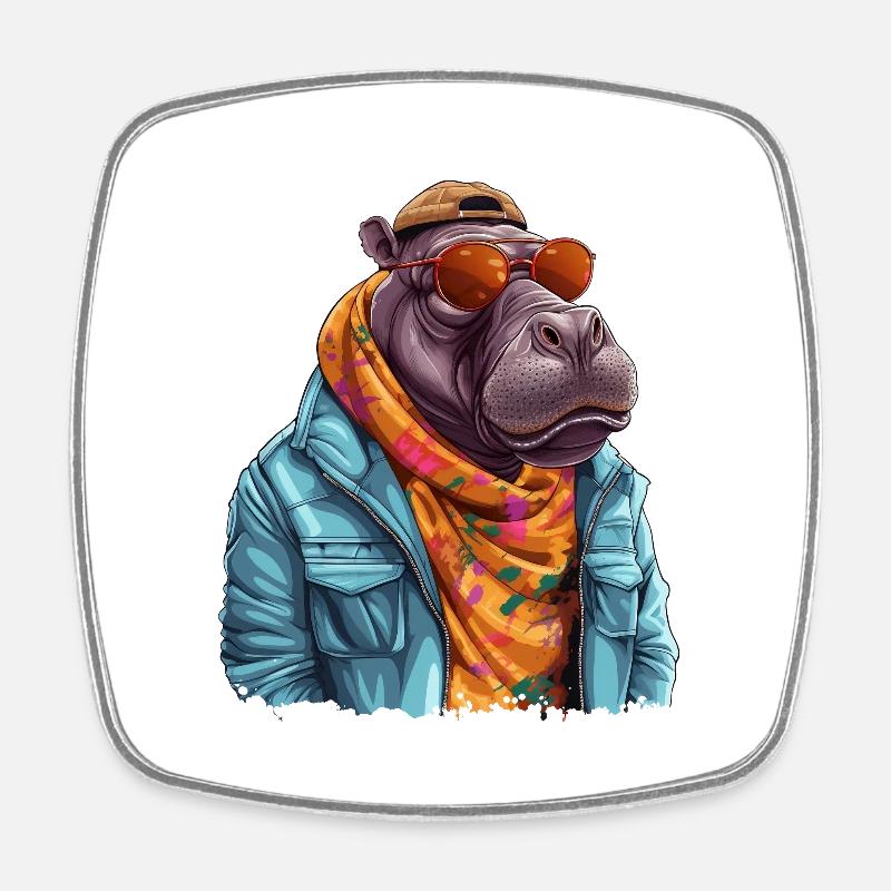 Graffiti d’hippopotame. Force et puissance cachées. - Magnet carré - blanc