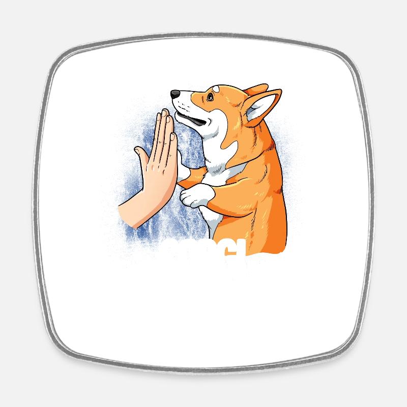 Corgi - Magnet carré - blanc