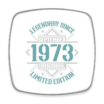Vintage September 1973 retro birthday gift - Square fridge magnet - white - Front