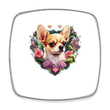 Chihuahua - Chien Mignon Chiot Cœurs Rose Girly - Magnet carré - blanc - Devant