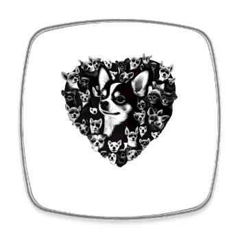 Chihuahua - Chien Mignon Chiot Cœurs Rose Girly - Magnet carré - blanc - Devant