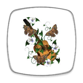 Gitarre mit Blumen und Schmetterlinge - Viereckiger Kühlschrankmagnet - Weiß - Vorne