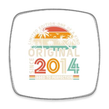Vintage Original depuis 2014 9/10 ans - Magnet carré - blanc - Devant