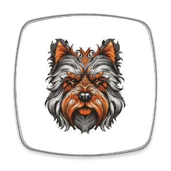 Yorkshire Terrier Hund Portrait - Viereckiger Kühlschrankmagnet - Weiß - Vorne