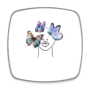 Frau mit Schmetterlingen Sommer Trend Butterfly - Viereckiger Kühlschrankmagnet - Weiß - Vorne