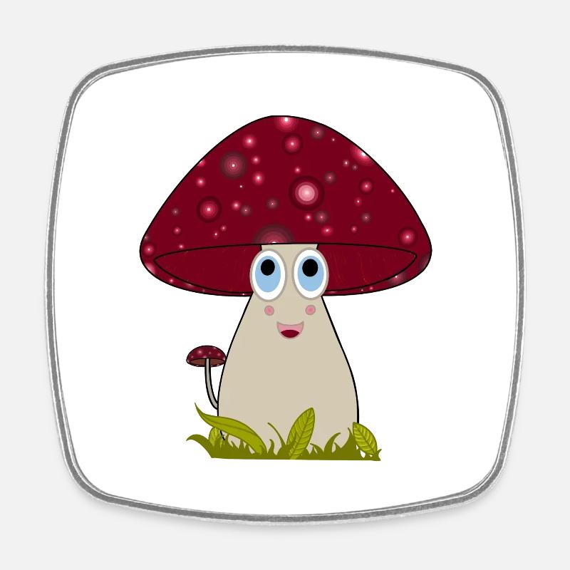 Mushroom - Square fridge magnet - white