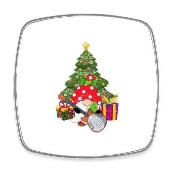 Bassgitarre Spieler Gnome lustig Weihnachtsbaum - Viereckiger Kühlschrankmagnet - Weiß - Vorne