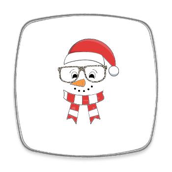 Drôle de Noël Bonhomme de neige Face Léopard - Magnet carré - blanc - Devant