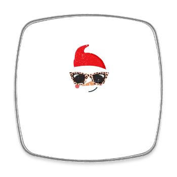 Drôle de Noël Bonhomme de neige Face Léopard - Magnet carré - blanc - Devant