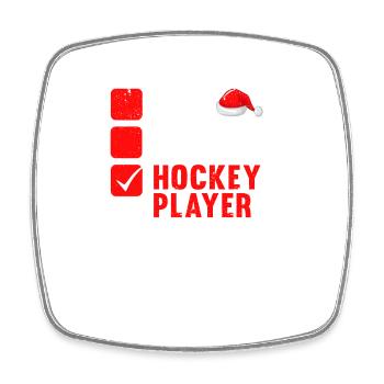 Cute naughty hockey player Christmas - Square fridge magnet - white - Front