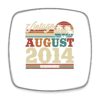 Cadeau d’anniversaire vintage 2014, 9-10 ans - Magnet carré - blanc - Devant