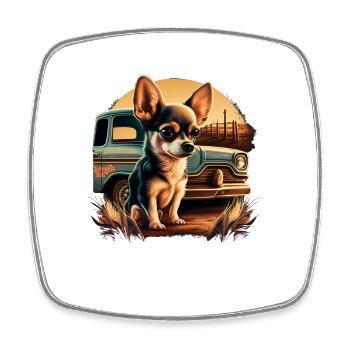 Chihuahua | Camionneur Conducteur Camion Père - Magnet carré - blanc - Devant
