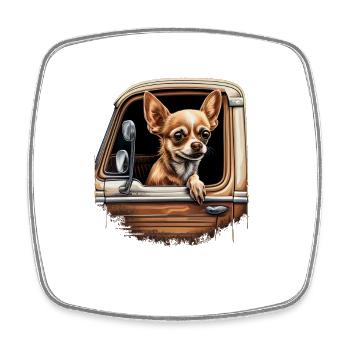 Chihuahua | Camionneur Conducteur Camion Père - Magnet carré - blanc - Devant