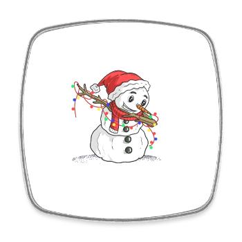 Niedlicher tupfender Schneemann Weihnachtslichter - Viereckiger Kühlschrankmagnet - Weiß - Vorne