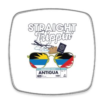 Straight Trippin' Antigua Vacation Tour Travel - Square fridge magnet - white - Front