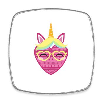 Cute Unicorn Heart Valentine's Day Hearts Unicorns - Square fridge magnet - white - Front
