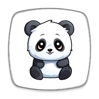 Panda mignon - Magnet carré - blanc - Devant