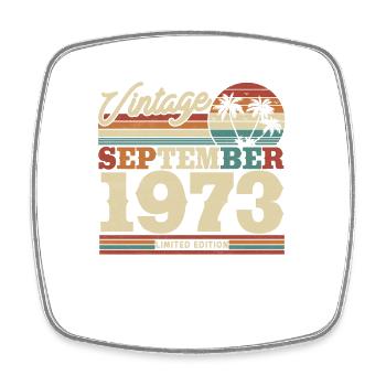 Cadeau d’anniversaire vintage Septembre 1973 - Magnet carré - blanc - Devant