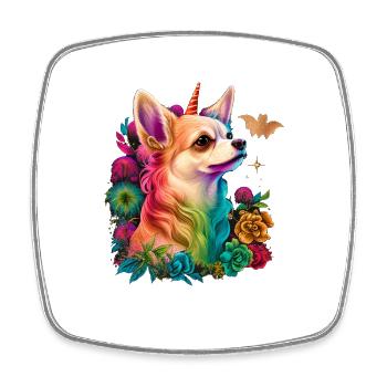 Chihuahua | Colourful Rainbow LGBTQ Unicorn - Square fridge magnet - white - Front