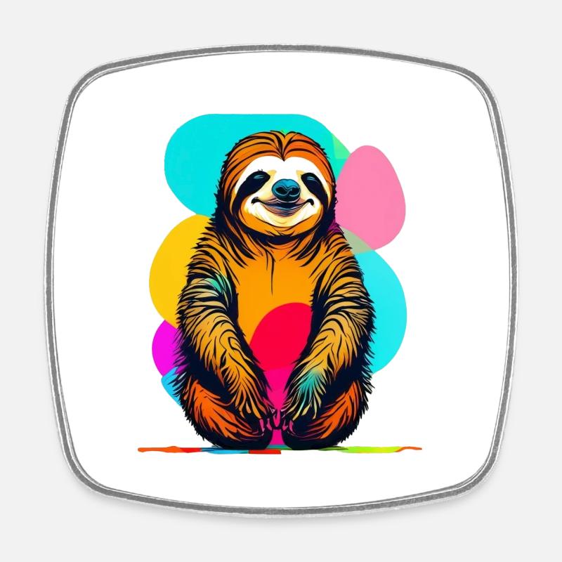 Sloth - Square fridge magnet - white