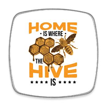 Home Is Where The Hive Is - Square fridge magnet - white - Front