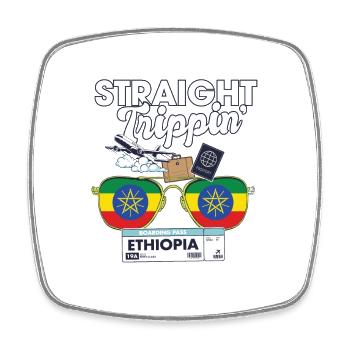 Straight Trippin' Ethiopia Vacation Tour Travel - Square fridge magnet - white - Front
