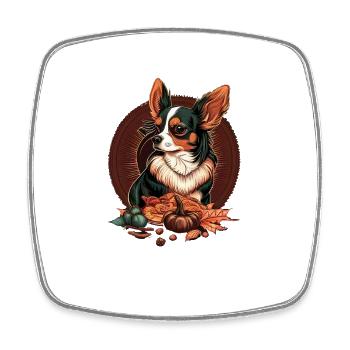 Chihuahua | Thanksgiving Day Erntedankfest Bauer - Viereckiger Kühlschrankmagnet - Weiß - Vorne