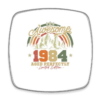 Vintage 1984 Geburtstagsgeschenk - Viereckiger Kühlschrankmagnet - Weiß - Vorne