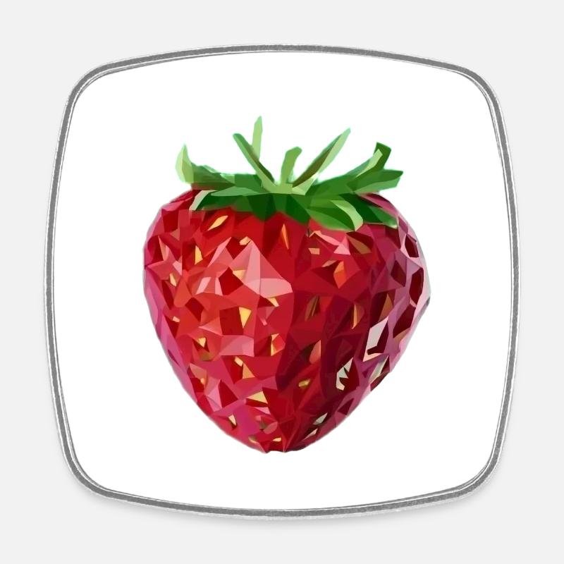 Fraise à Facettes - Magnet carré - blanc
