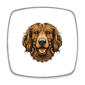Portrait de chien Golden Retriever - Magnet carré - blanc - Devant