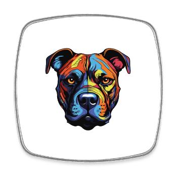 Staffordshire Bull Terrier Dog Portrait - Square fridge magnet - white - Front