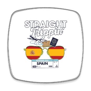 Straight Trippin' Spain Vacation Tour Travel Trip - Square fridge magnet - white - Front