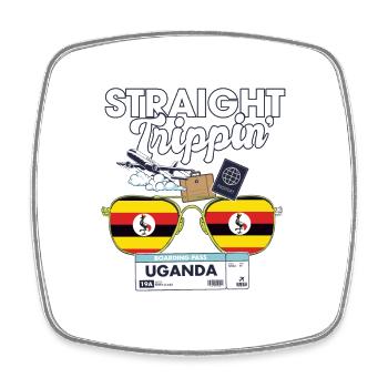 Straight Trippin' Uganda Vacation Tour Travel - Square fridge magnet - white - Front