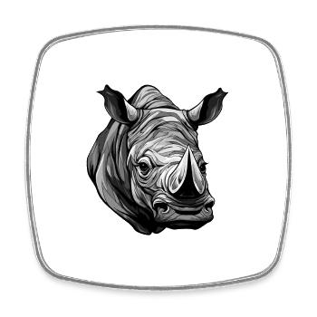 Portrait de rhinocéros - Magnet carré - blanc - Devant
