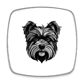 Yorkshire Terrier Hund Portrait - Viereckiger Kühlschrankmagnet - Weiß - Vorne