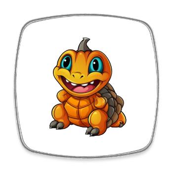 Tortue de mer Citrouille Paresseuse Halloween Party Food - Magnet carré - blanc - Devant
