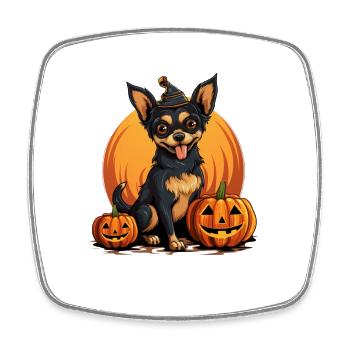 Chihuahua Hund Kürbis Lazy Halloween Party Kostüm - Viereckiger Kühlschrankmagnet - Weiß - Vorne