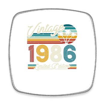 Vintage 1986 Geburtstagsgeschenk - Viereckiger Kühlschrankmagnet - Weiß - Vorne